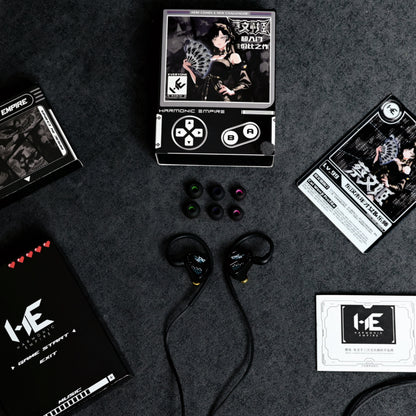 HE Cai Wenji Black Single Dynamic Driver Wired In-Ear Headphones