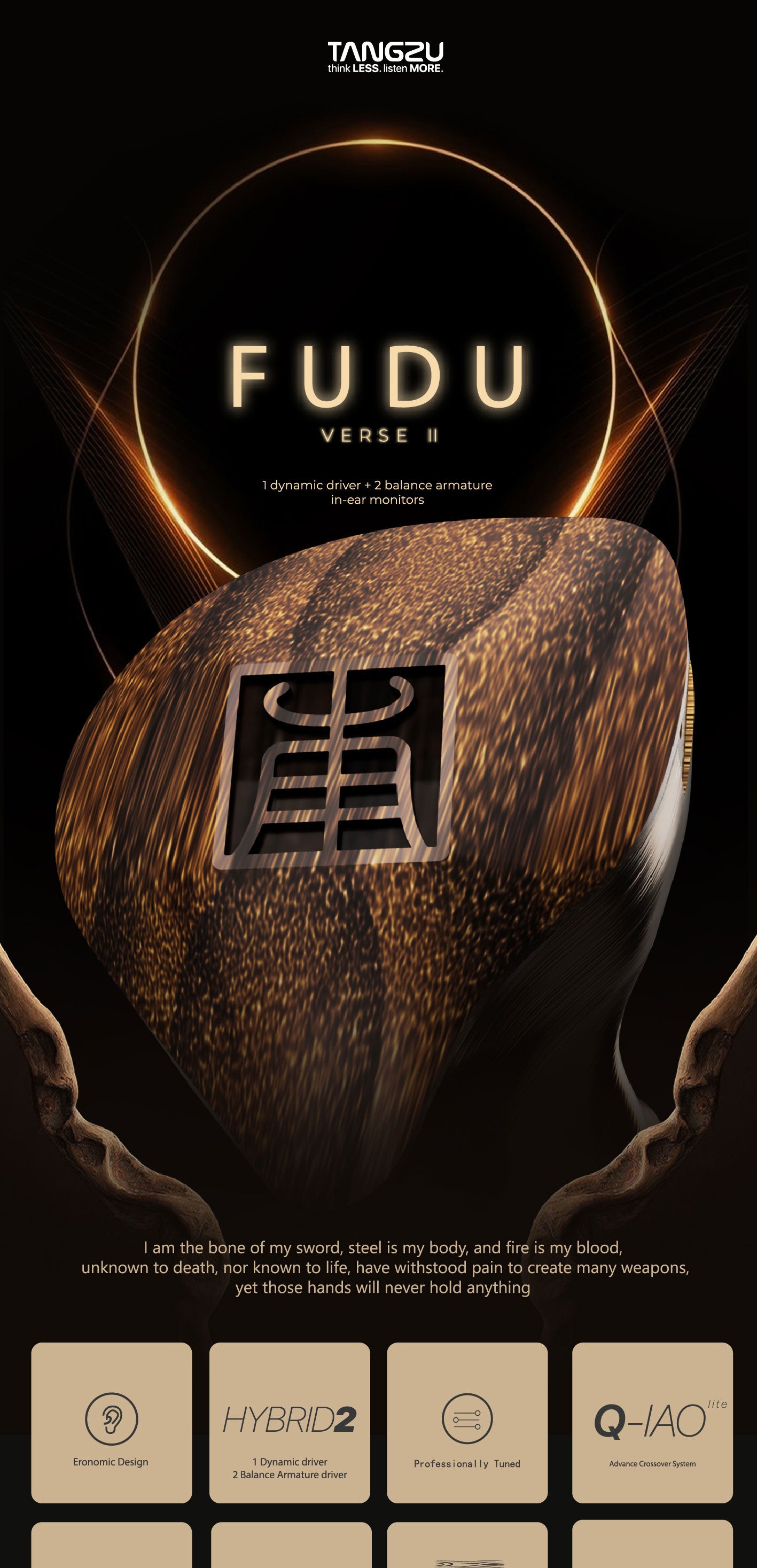 TANGZU DUFU Second stanza 1Dynamic driver 2 Balanced armature in-ear h