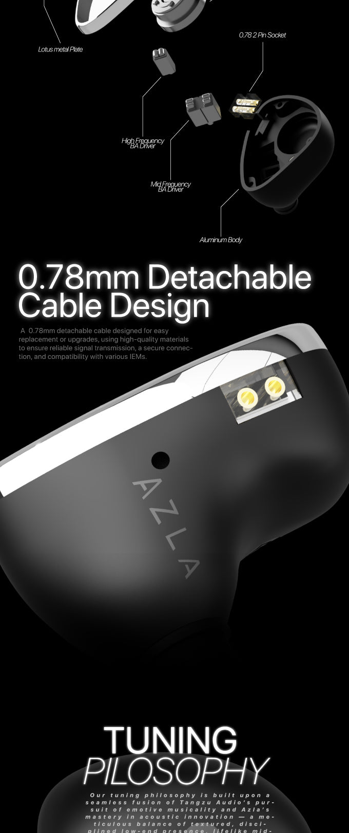 TANGZU X AZLA NOIR BLANC 1 Dynamic Driver 3 Balanced Armature Driver I