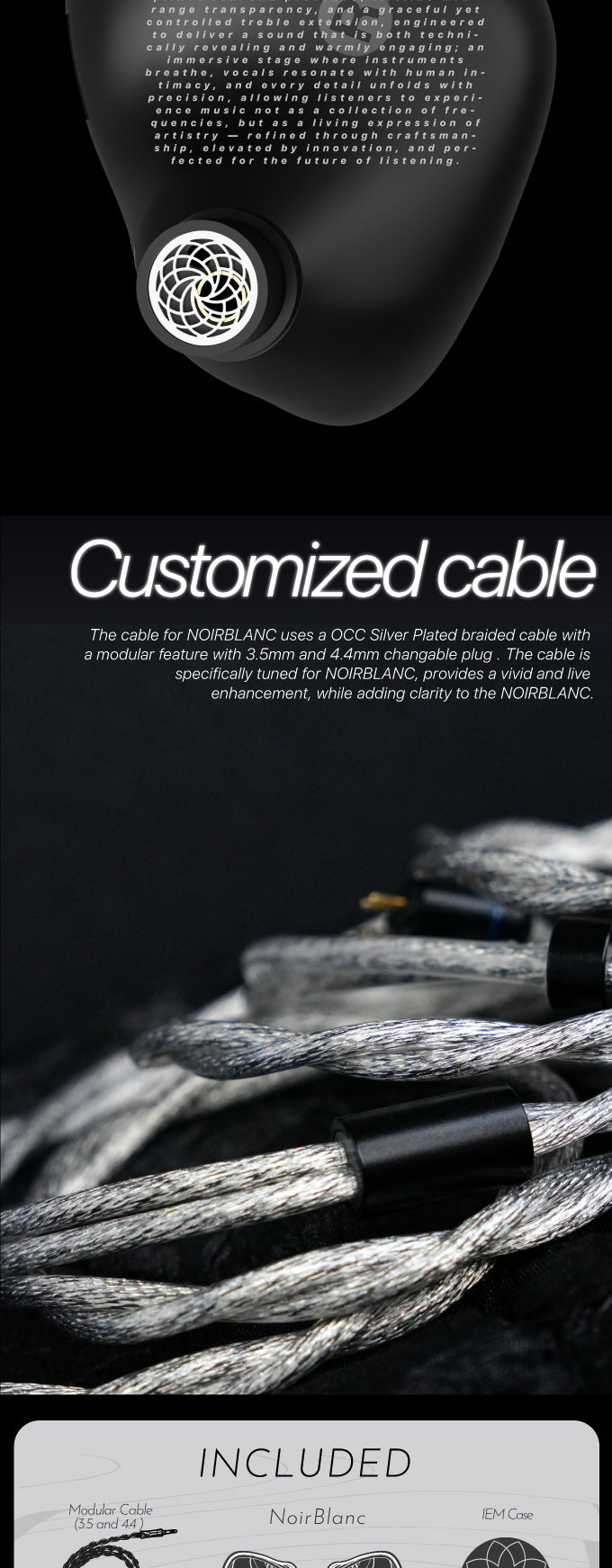 TANGZU X AZLA NOIR BLANC 1 Dynamic Driver 3 Balanced Armature Driver I